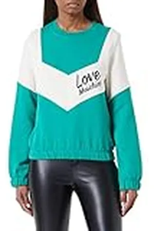 Moschino Dames Regular Fit Lange Mouwen Ronde Hals met Contrast Color Inserts Sleeves en Italiaans Logo Sweatshirt, , 48