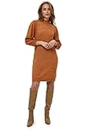 Minus Ditta gebreide jurk voor dames, 3002 Desert Sand Melange, M, 3002 woestijn zand Melange, M