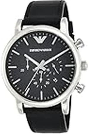 Emporio Armani Chronograaf horloge van zwart leer voor heren