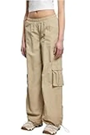Urban classics Brede crinkle nylon cargobroek voor dames, , S