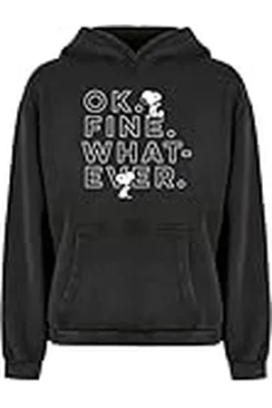 Merchcode Vrouwelijke Hoodies Dames Peanuts - Ok Fijn Whatever Acid Washed Oversized Hoody, Oversized Fit, 100% Katoen, L, , L