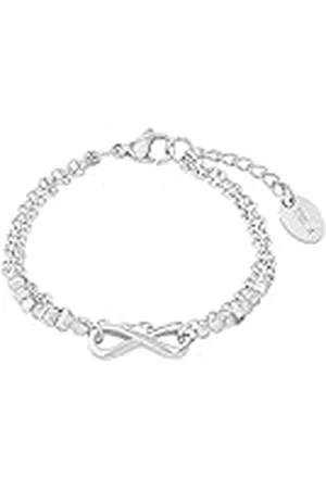 QS by s.Oliver Armband van roestvrij staal meisjesarmsieraden, met glas, 14+2 cm, zilver, Infinity, Wordt geleverd in geschenkverpakking, 2034972