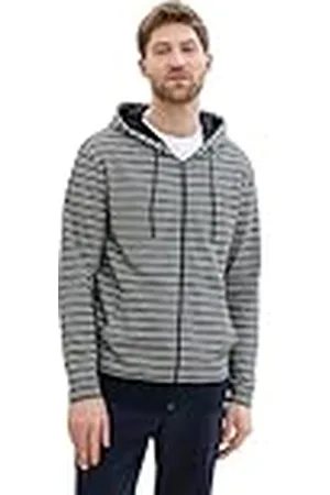 TOM TAILOR Basic shirt met lange mouwen voor heren, capuchon en ritssluiting, , XXL