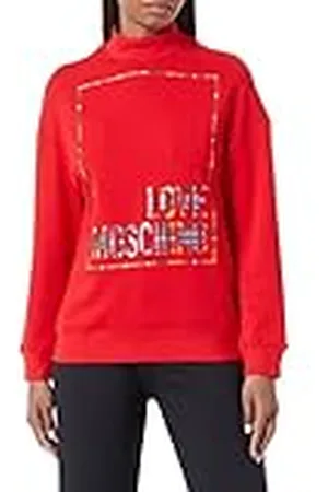 Moschino Dames Regular Fit High Collar met Shiny Print Logo Box Sweatshirt, , 38