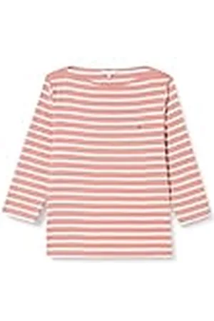 Tommy Hilfiger Dames CRV nieuwe Cody Slim Boat-Nk 3/4Slv L/S gebreide tops, roze, 46, Bretonse Stp/Theeaberie/Ecru, 72 NL