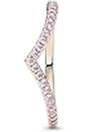 PANDORA Timeless Wishbone Funkelnder Rosafarbener Ring aus 14 Karat Rosévergoldeter Metalllegierung mit Cubic Zirkonia, Größe: 56, 186316C02-56