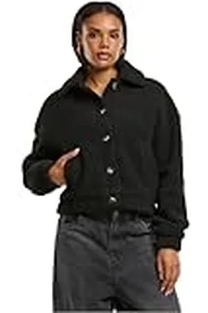 Urban classics Overgangsjas voor dames, korte sherpa button jas, lichte sherpa-jas met knoopsluiting, oversized fit, , 3XL