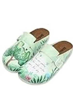 Dogo Groene pantoffels voor dames, veganistisch leer, Trees are Poems motief, , 40 EU