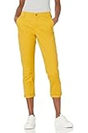 Amazon Dames Mid-Rise Slim-Fit Cropped Tapered Leg Khaki Broek, Donkergeel, 16