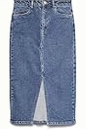 VERO MODA Dames Knie-Lange Denim Jeansrok met Split 5-Zak Maxi Rok, Colour:Blue, Size:XS