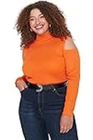 Trendyol Dames coltrui effen normale plus grootte trui sweater, , 5XL, , 5XL