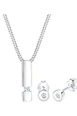 DIAMORE Elli Diamonds Sieradenset Dames Oorstekers Geo Hanger Solitaire met Diamant (0,09 ct.) in 925 Sterling , Sterling , Diamant