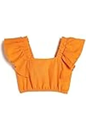 Koton Meisjes Linen Crop Butterfly Sleeve Vierkante Hals Blouse, , 9-10 Jaar