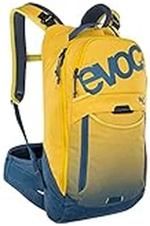 Evoc TRAIL PRO 10l rugzak voor trailrijden & racen, rugzak (lichtgewicht fietsrugzak, LITESHIELD PLUS rugbeschermer, compartiment voor 3l drinkblaas, maat: S/M), Curry/Denim