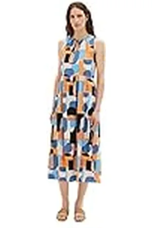 TOM TAILOR Dames 1036669 jurk, 31817-Abstract Retro Shapes Design, 34, , 34