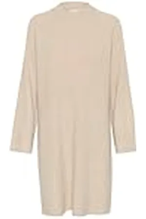 Kaffe Damesjurk Rib Knit Funnel Neck Above Knie Lengte Lange Mouwen, , L