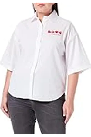 Moschino Dames Boxy fit Short-Sleeved Shirt, optisch wit, 42, , 42