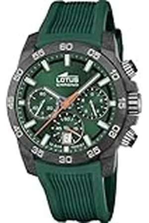 Lotus Horloge Voor Heren 18974/2 Chrono Zwart Koolstofvezel case GroenRubber armband