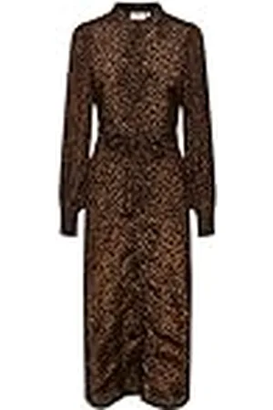 Kaffe Dames T-shirt, Dress Maxi Tie Waist Printed Long Sleeve, , 42