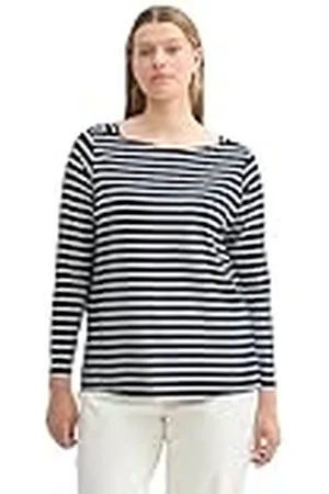 TOM TAILOR Dames Plussize T-shirt met lange mouwen, , 46 NL