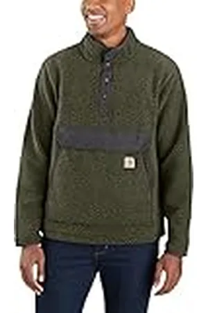 Carhartt Fleecepullover voor heren, met losse pasvorm, fleecejack, Basilicum Heather, S
