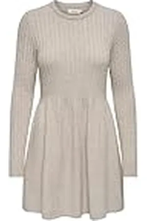 ONLY Dames Gebreide Jurk Lange Mouw Ronde Hals Platte Brei Regular Fit veelzijdig, Colour: , Size:L