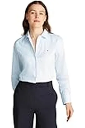 Tommy Hilfiger Dames ESS POPLIN regulier shirt WW0WW44084 L/S shirt, blauw, 46, , 72 NL