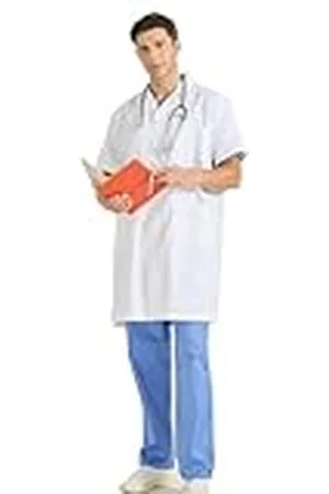 MISEMIYA Laboratoriumjas voor heren, uniseks, wit, voor heren, medische ochtendjas voor heren, laboratoriumjas voor heren, 8162, S, korte mouwen, , S