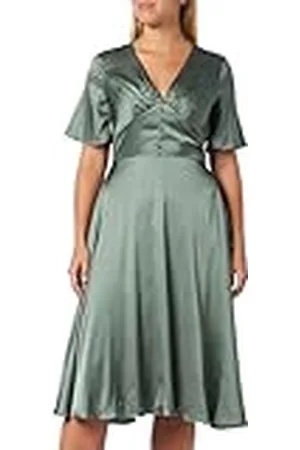 Chi Chi London Midi-jurk voor dames met engelmouwen in groene cocktail, , 14 UK
