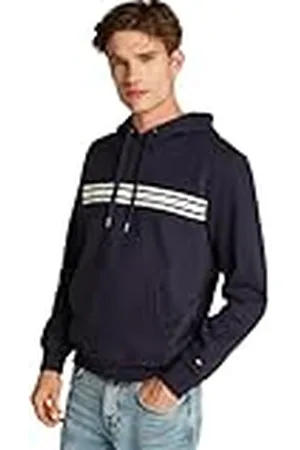 Tommy Hilfiger Heren CENTRALE BORST STREEP HOODY MW0MW38332 Pullover Hoodie, Blauw, XL, , XL