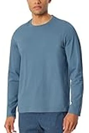 Schiesser Heren slaapshirt lange mouwen ronde hals mix Relax pyjama top, Atlantisch blauw_182180, 56, , 56