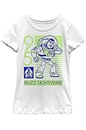 Disney Little, Big Pixar Toy Story Space Ace Girls Short Sleeve Tee Shirt, White, Medium, , M