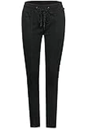 Street one Joggingbroek voor dames, losse pasvorm, lage taille, slim legs, gecoate jeans, , 29W / 30L