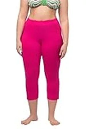 Ulla Popken Dames grote maten plus size capribroek, 7/8-lengte, elastische band, tot maat 66/68 fuchsia roze 66+ 574952810-66+, , 61W / 32L