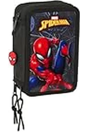 Safta Spiderman Attack Schooletui met 37 gebruiksvoorwerpen, kinderetui, ideaal voor kinderen van 5 tot 14 jaar, comfortabel en veelzijdig, kwaliteit en duurzaamheid, 12,5 x 5,5 x 19,5 cm, , M