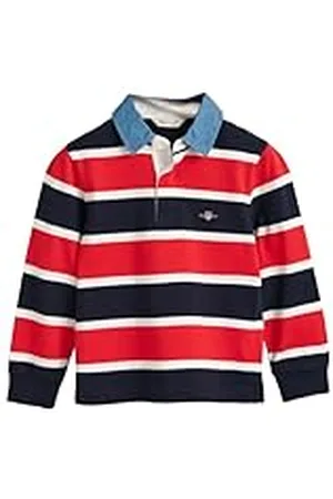 GANT Uniseks gestreept Shield Rugger poloshirt voor kinderen, , 176