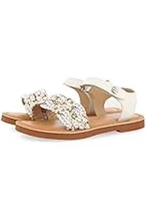 Gioseppo WEA witte sandalen van leer met tweekleurig vlechtpatroon voor meisjes, , 27 EU