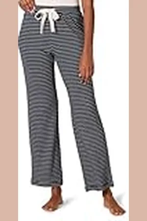 Amazon Lichtgewicht lounge badstof pyjamabroek voor dames, marinewitte mini-strepen, X-Large