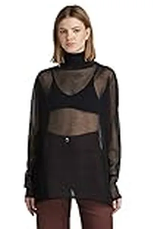 G-Star RAW Dames Sheer Loose Turtle Knit Sweater, Black (dk black D140-6484), XXS