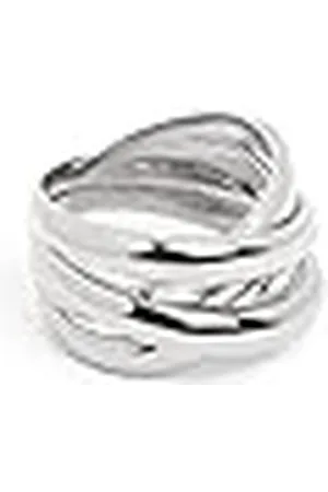 SINGULARU Double Cross Ring. Messing met Gepolijste Rhodium Plating. Sieraden voor Vrouwen. Maat 16