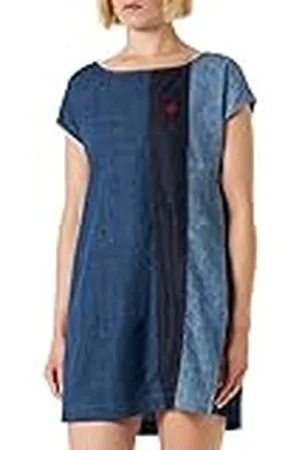 Moschino A-lijn katoenen lichtblauwe denim jurk voor dames, , 44