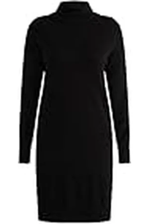 USHA Gebreide damesjurk met lange mouwen midi 15624939-US05, zwart, XL/XXL, , XL/XXL