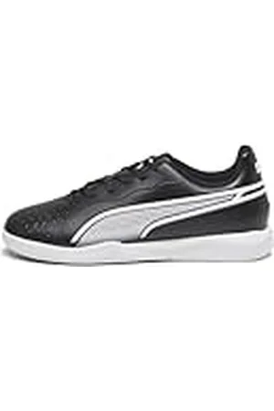 PUMA King Match It Jr, uniseks voetbalschoen voor kinderen en jongens, Black White Cool Dark Gray, 29 EU