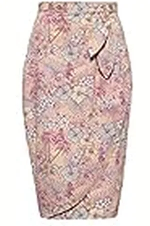 Queen Kerosin Kokerrok voor dames, wikkellook, Hawaiiaans tropisch patroon, , XS