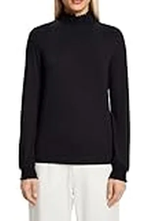 ESPRIT Longsleeve met smok-details, Lenzing™ ECOVERO™, zwart, S
