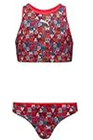PUMA Swim Girls bedrukte bikiniset, 1 stuks, Meerkleurig, 140 cm