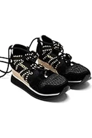 Gioseppo Open sneakers, leer, sleehak, raffia, grijs, , 40 EU
