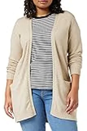 VILA Viril L/s Open Knit Gebreid vest voor dames - Beige - 34