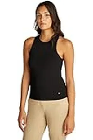 Tommy Hilfiger Dames Slim Rib Stretch Tank Top, Zwart, XS
