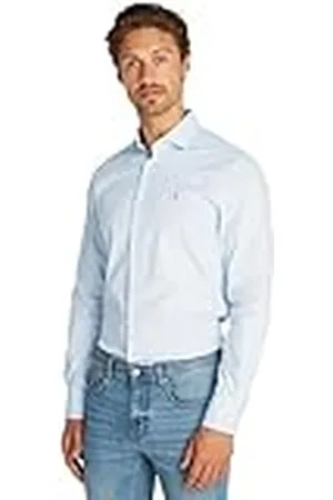 Tommy Hilfiger Heren CL Stretch GEO Print SF Shirt L/S Shirt, , 45W, , 48